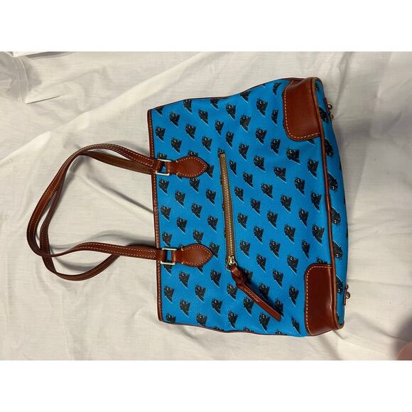 Dooney & Bourke Carolina Panther Blue Brown Leather Shoulder Tote Bag GS - Picture 5 of 10